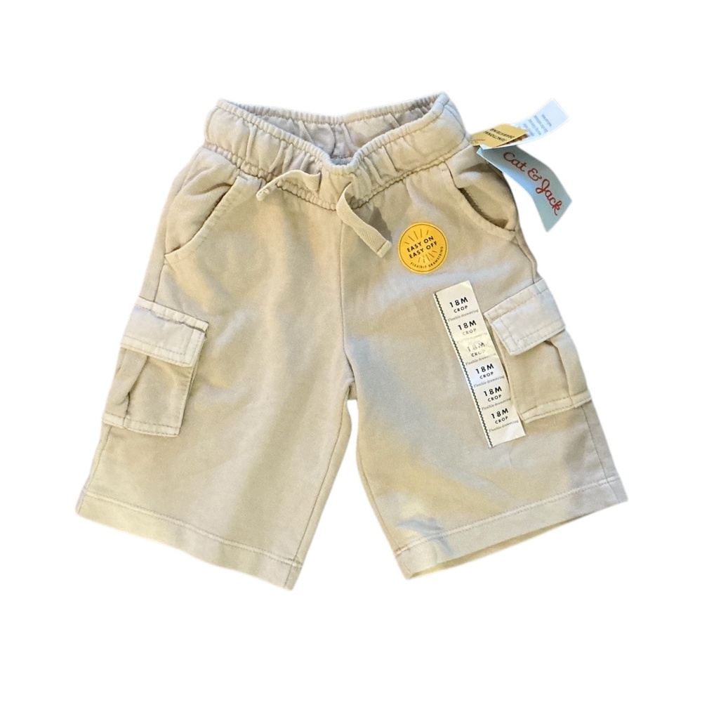 New Adorable Crop Sweatpants Cargo Style Cream Color Cat & Jack Size: 18 Months